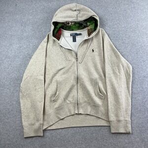 Vintage Polo Ralph Lauren Full Zip Hoodie Mens XXL Southwest Aztec Hooded Ivory